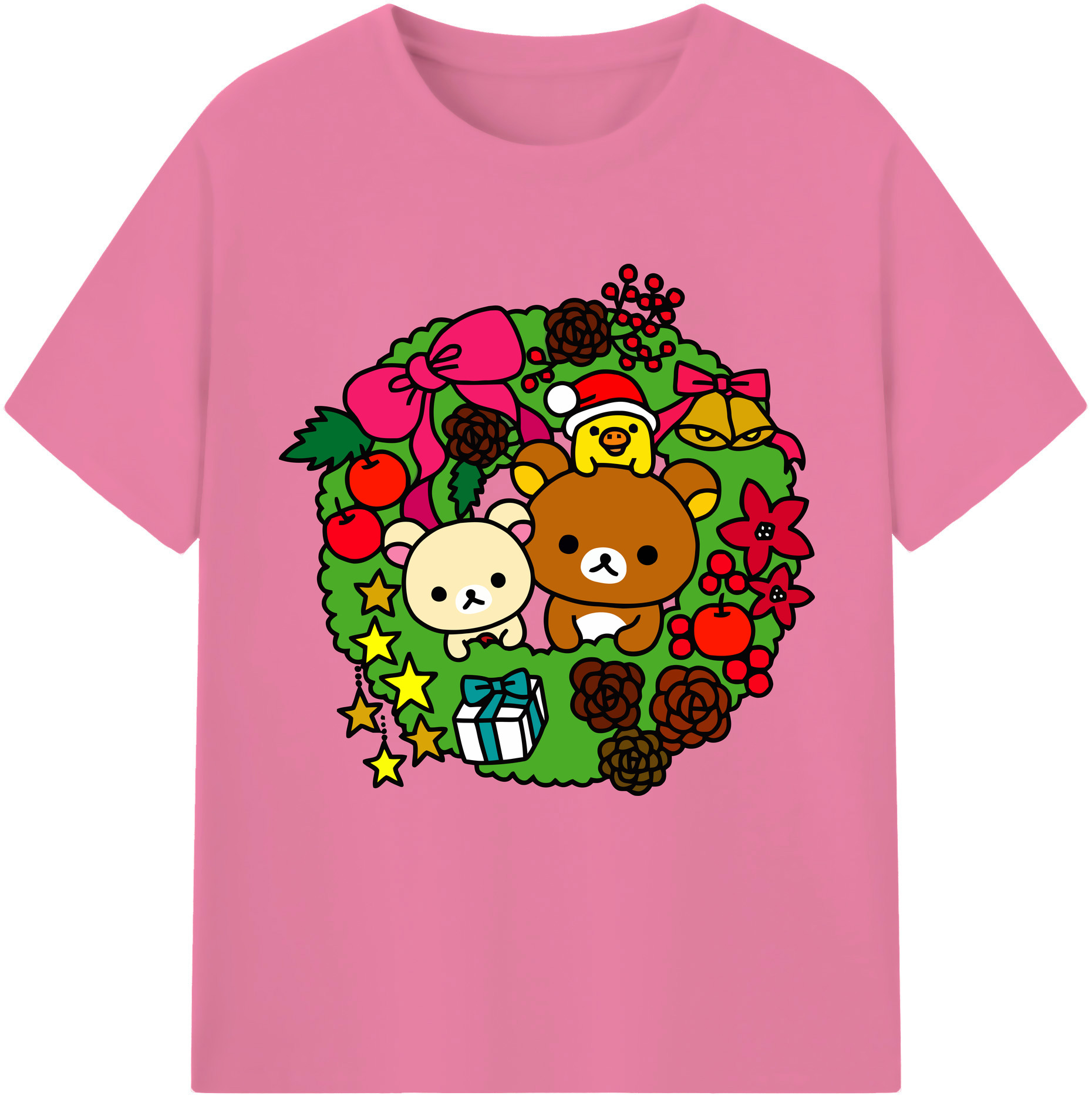 （画像用） リラックマ リラックマ キイロイトリ Rilakkuma Korilakkuma Kiiroitori 綿100％半袖Tシャツ（フロントプリント）
